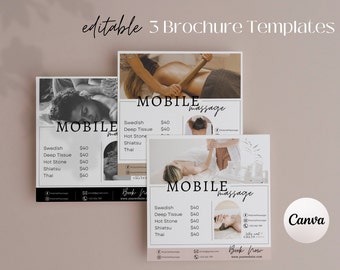 Printable Mobile Massage Brochure Template: Editable Canva Design