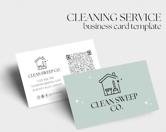 Cleaning Services Business Card Template | Cleaning Business Card | Customizable Housekeeping Business Card