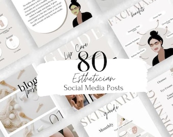 Skincare Instagram Posts Esthetician Social Media Templates Bundle Esthetic Clinic Marketing Set