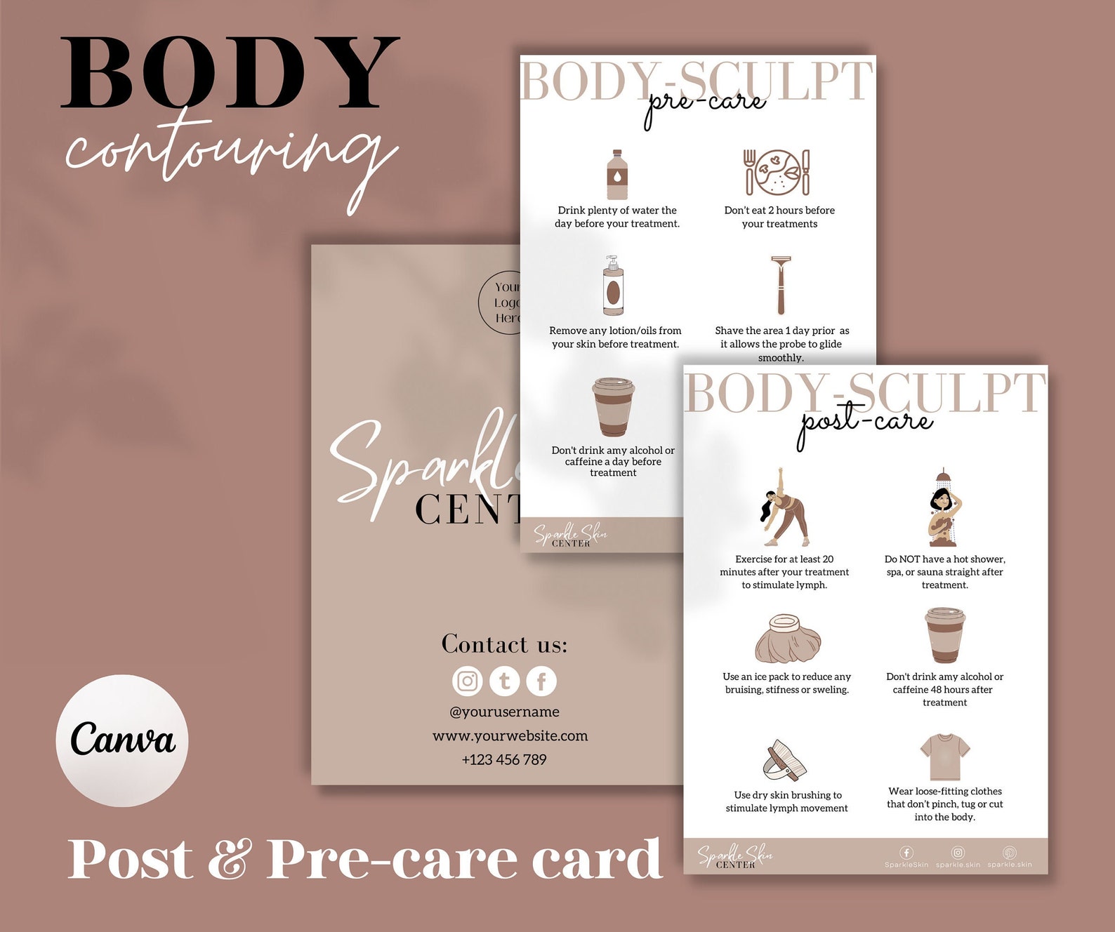 Body Contouring Pre and Post Care Template Editable Body Etsy