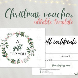 Modèle de bon cadeau de Noël imprimable | Carte-cadeau des Fêtes | Spa, Massage Chèque-cadeau