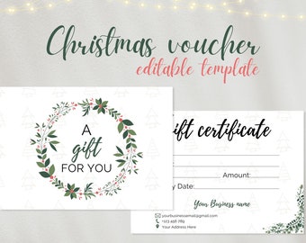 Printable Christmas Gift Certificate Template | Holiday Voucher (Digital Download)