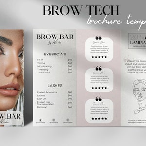 Brow Tech-brochuresjabloon | Wenkbrauwartiesten brochureontwerp | Driebladige brochure voor wenkbrauwservices