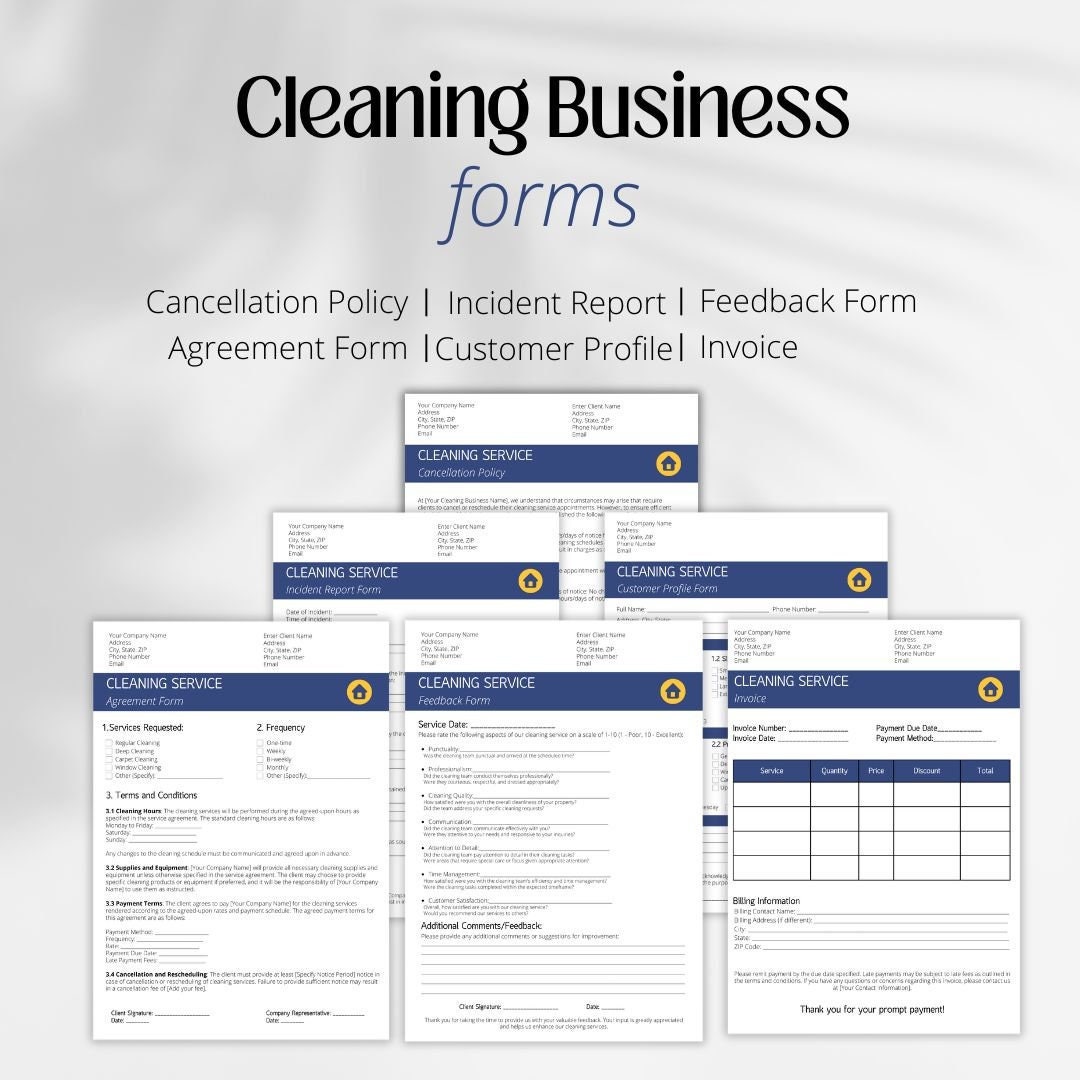 Cleaning Business Forms Templates Cleaning Service Documents - Etsy