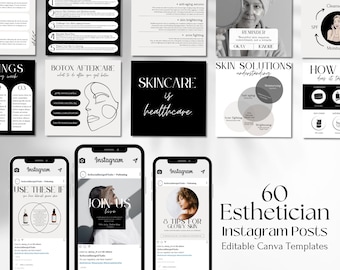 60 Esthetician Instagram Templates | Skincare Instagram Template | Esthetician Posts