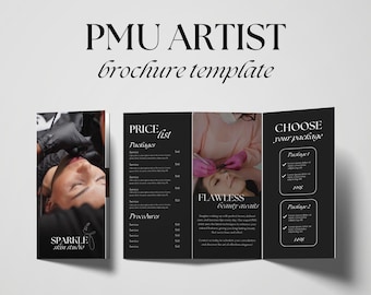 PMU Artist Trifold Brochure Template | Permanent Makeup Flyer | PMU Brochure | Lip Blushing, Microblading, Permanent Eyeliner Brochure