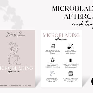 Microblading Aftercare Card Template | Brow Tech Template | Microblading Care, Eyebrow Care,