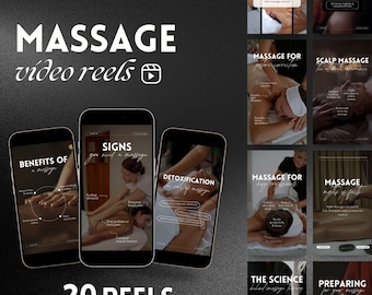 Massage Therapy Reel Templates: Social Media Marketing (Canva Editable)