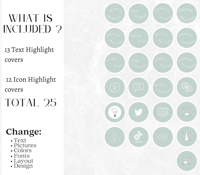 25 Highlight covers for Cleaning Businesses in white and mint color