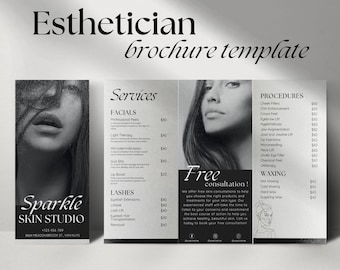 Esthetician Trifold Brochure Template | Beauty Salon Flyer | Spa Menu Template