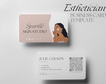 Esthetician Business Card Template: Modern QR Code Design