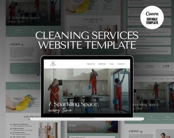 Hausreinigung Canva Website Template | Reinigungsservice Business Website | Wohn-, Geschäftsreinigung Landing Page | Haushalt