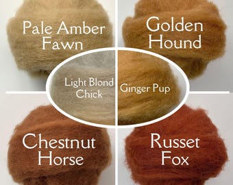 1oz Pet Colors - 1 Ounce Corriedale Carded Slivers - Wool Roving for Needle Felting - Yellow and Orange Wool