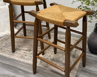 FREE SHIPPING - Pair of Vintage Mid-Century Modern Counter Stools