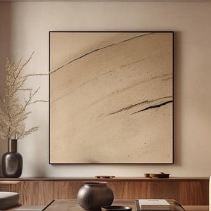 Brown Oversized Minimal Scandinavian Art Large Beige Abstract Painting Wabi Sabi Wall Art Beige Abstract Minimalist Home Decor Art