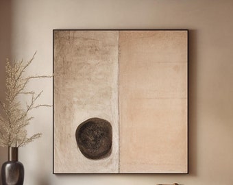Beige Wall Art Oversize Wall Painting Brown Abstract Painting Beige Textured Painting Minimalist Painting Modern Living Room Wall Decor