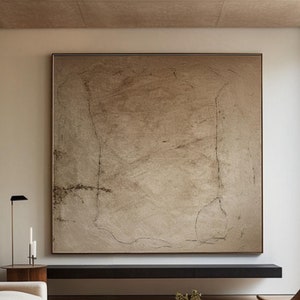Large Beige Abstract Painting Wabi Sabi Wall Art Brown Oversized Minimal Scandinavian Art Beige Abstract Minimalist Home Decor Art