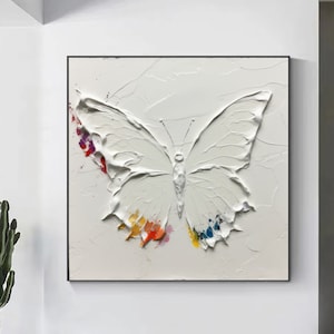 Abstract Butterfly Oil Painting on Canvas Textured Painting Abstract Wall Art Textured Wall Decor Gift Textured Wall Art Butterfly Painting