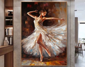 Ballerina Oil Painting on Canvas: Ballet Fine Art Wall Decor