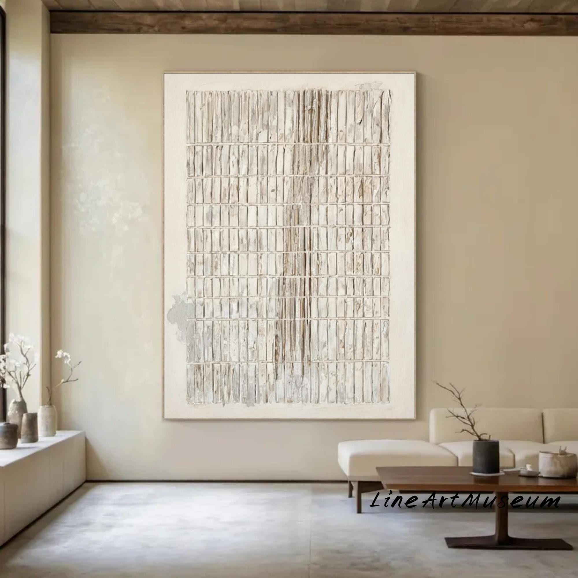 Beige Abstract Oil Painting, Textured Modern Canvas Art - Etsy