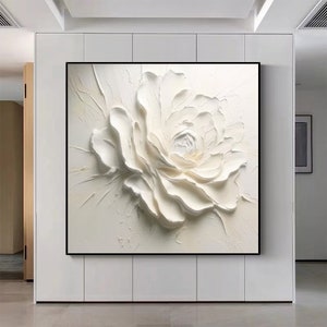 Groot wit mes schilderij 3D getextureerde witte bloem schilderij bloemen landschap muur kunst bloemen acryl schilderij woonkamer interieur
