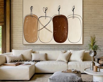Beige 3D Textured Wall Art Brown Minimalist Painting Neutral Plaster Painting Wabi Sabi Wall Art