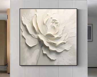 3D Original Flower Painting on Canvas Creamy Textured Wall Art Abstract Floral Art Living Room Wall Art Gift For Her Floral Flower Painting