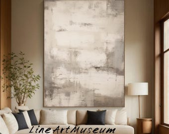 Minimalist Impasto Canvas, Neutral Palette Knife Wall Art, Entryway Bedroom Wall Decor, Large Beige Abstract Oil Painting