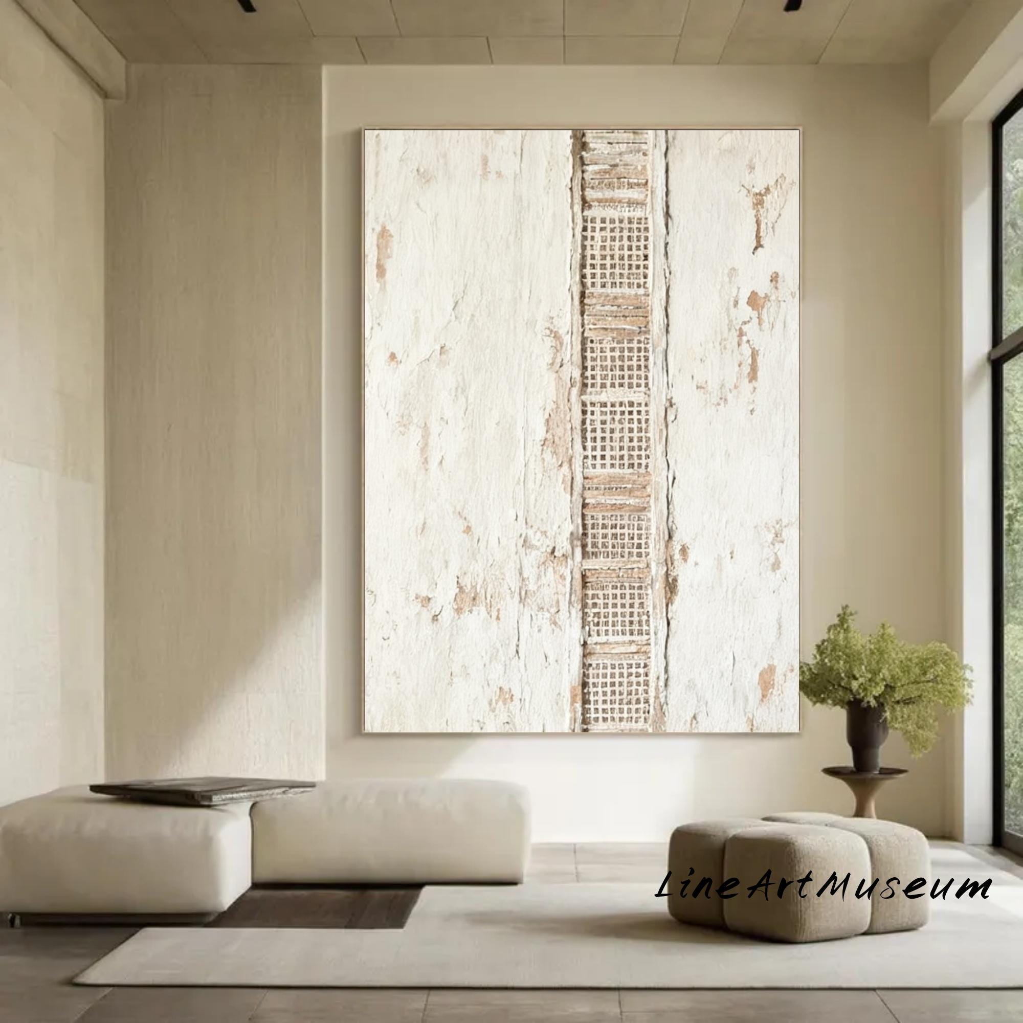 Beige Textured Canvas Painting, Large Abstract Wabi Sabi Wall Art - Etsy