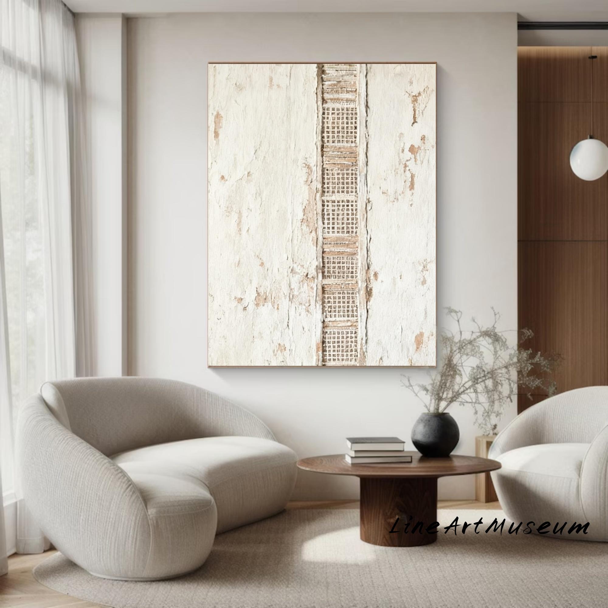 Beige Textured Canvas Painting, Large Abstract Wabi Sabi Wall Art - Etsy