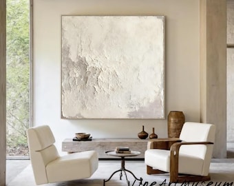 Wabi-Sabi Wall Art Large Abstract Beige Minimalist Wall Art Original Gray Painting Modern Textured Wall Art Oversized Minimalist Canvas Art