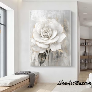 Original Blumen Ölgemälde Auf Leinwand, Große Wand Kunst, Abstrakte Gold Blumen Gemälde,Benutzerdefinierte Malerei, Moderne Wohnzimmer Wand Dekor Geschenk
