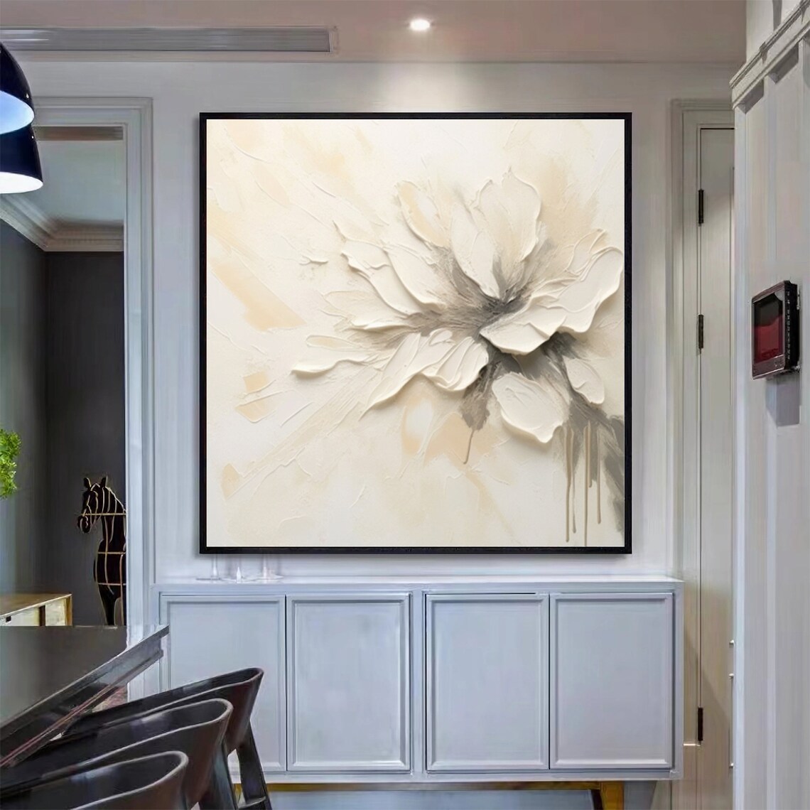 3D Large White Flower Oil Painting on Canvas Abstract Blooming Flower ...