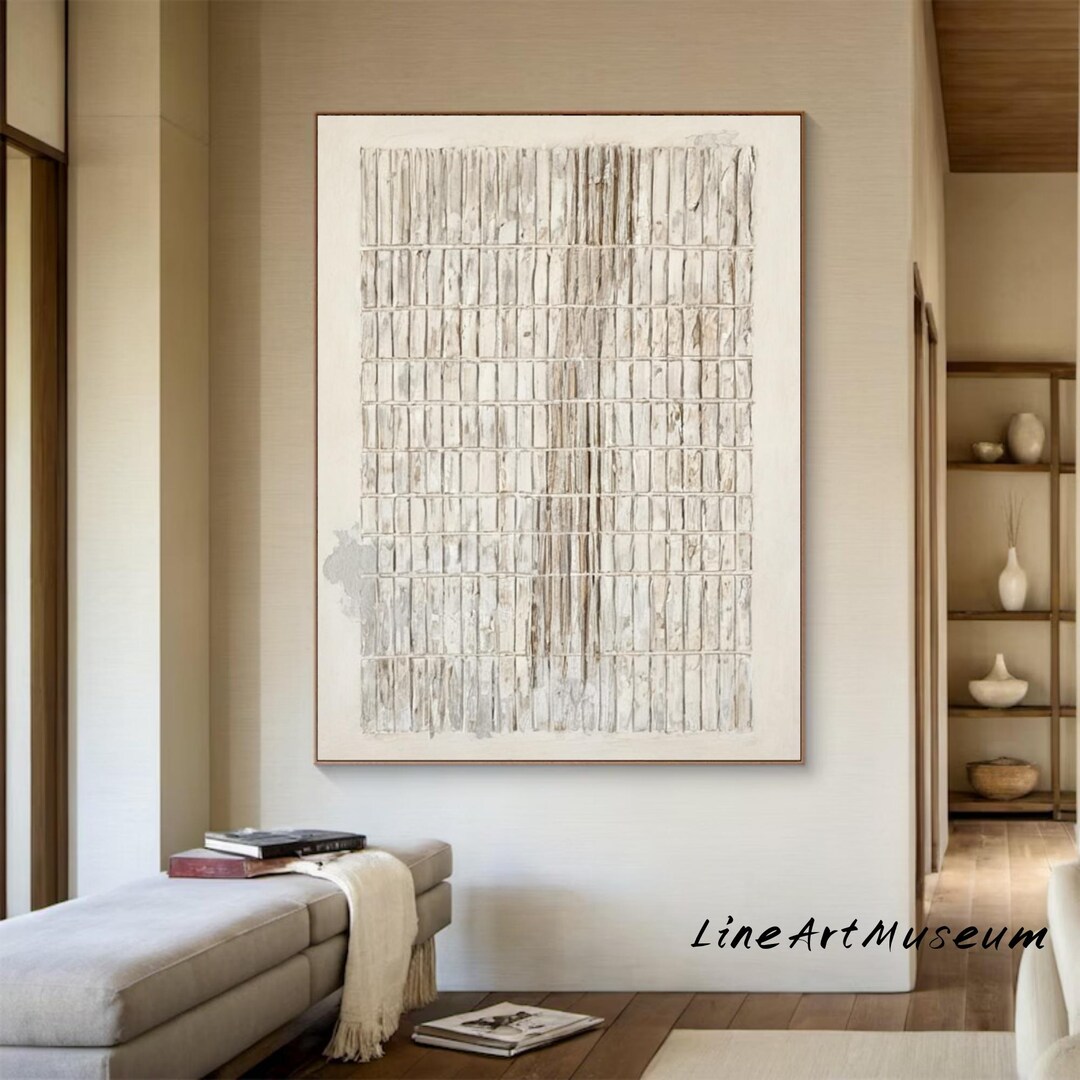 Beige Abstract Oil Painting, Textured Modern Canvas Art - Etsy