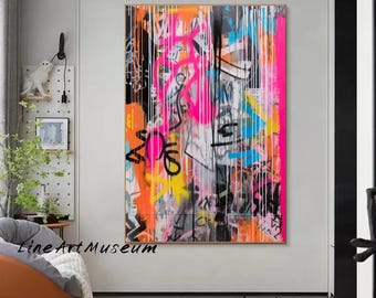 カラフルな抽象画 大きなカラフルな抽象画 アート 明るい抽象画 壁