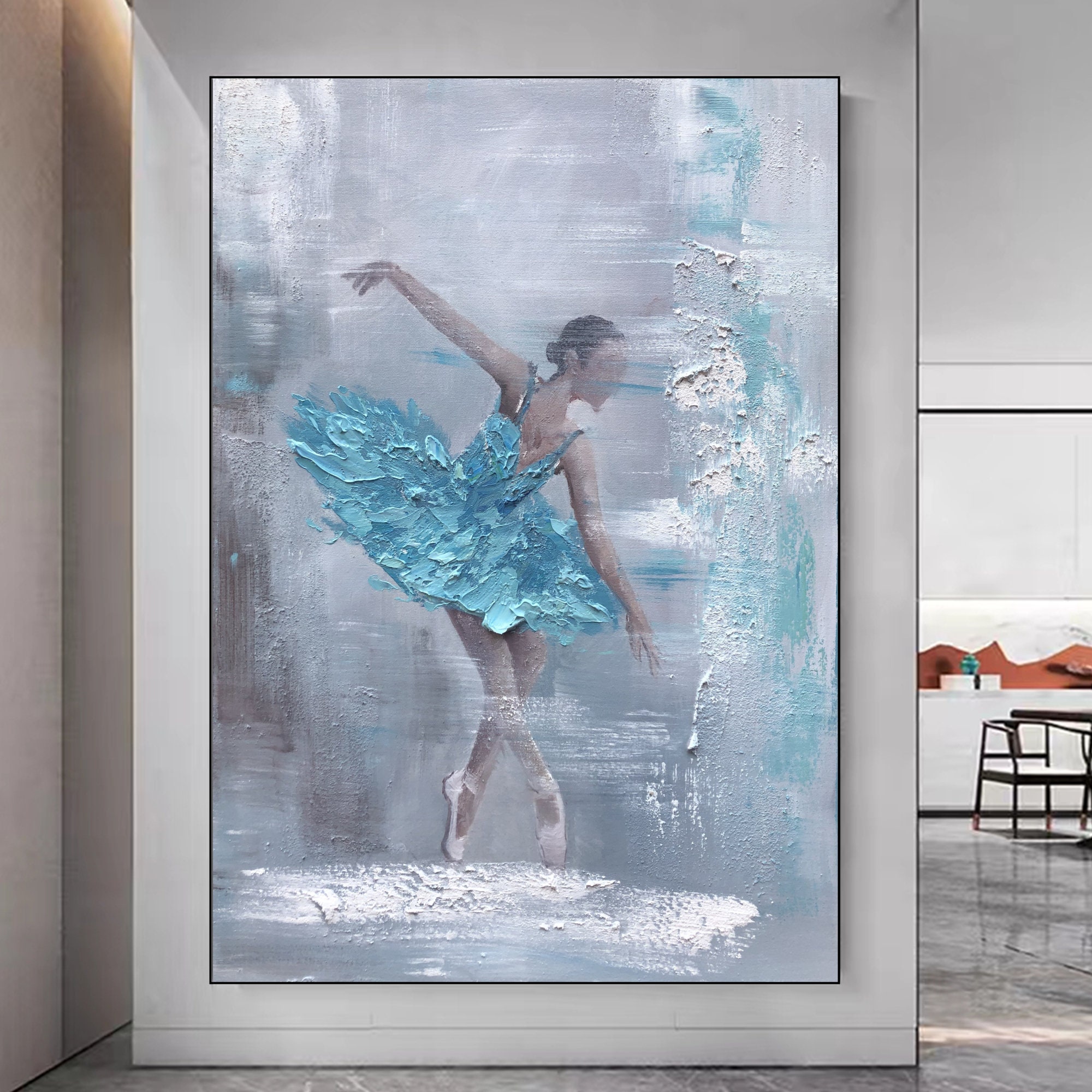 Large Ballet Girl Oil Painting, Dancer Oil Painting on Canvas, Hand ...