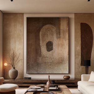 Arte de pared Wabi-sabi, arte abstracto marrón, arte de pared minimalista, arte texturizado beige grande, arte moderno, arte de pared texturizado minimalista, decoración del hogar