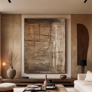 Large Brown Wall Painting Beige Texture Art Wabi-Sabi Wall Art Brown Painting Beige Wall Art Modern Plaster Art Earth Tone Texture Wall Deco