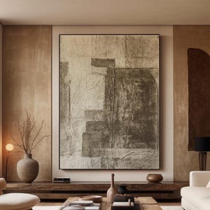 Brown Wabi-Sabi Wall Art Brown Textured Wall Art Minimalist Painting Neutral Brown Beige Wall Art Brown Minimalist Canvas Art for Home Decor
