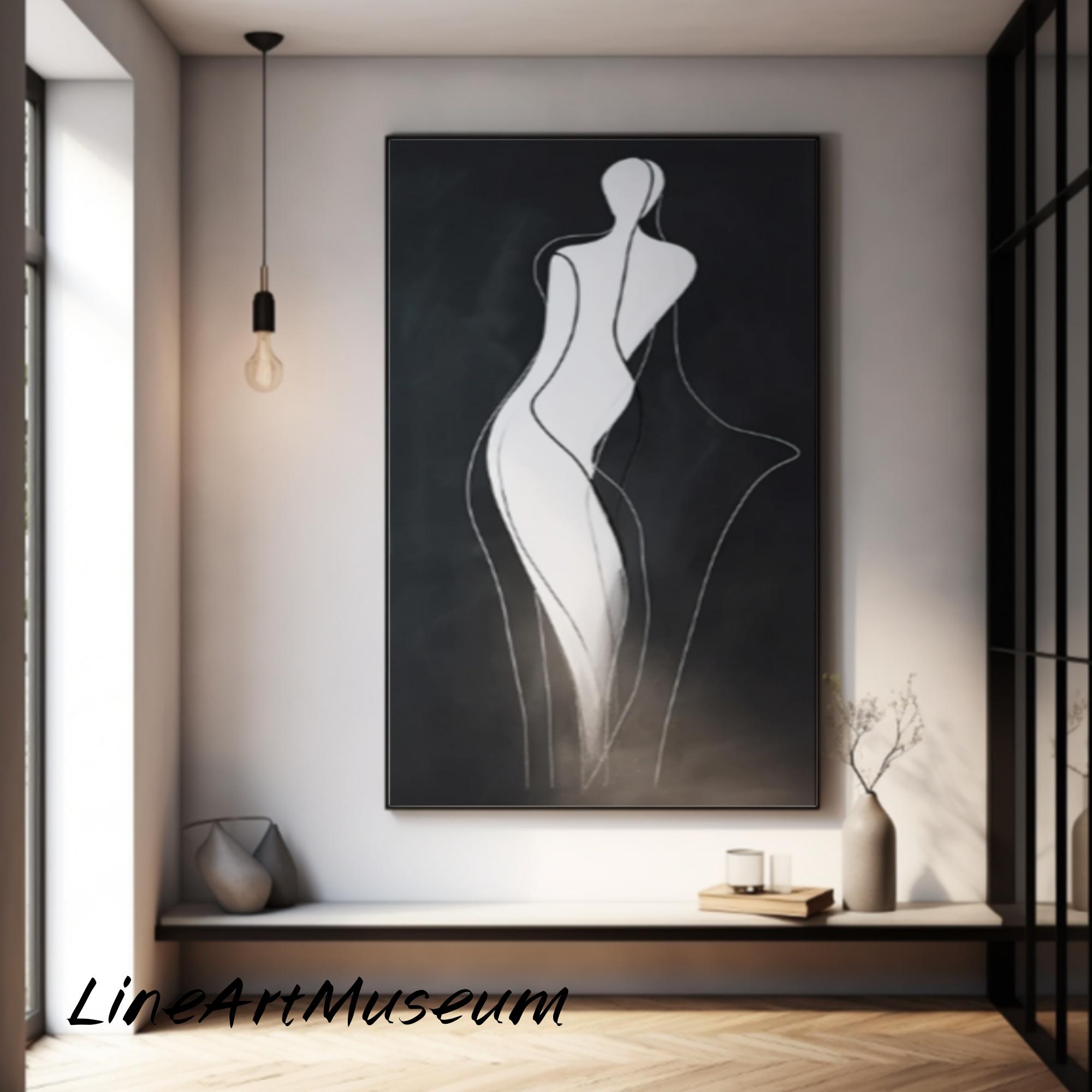 Large Black and White Abstract Textured Painting, Framed Wall Art - Etsy