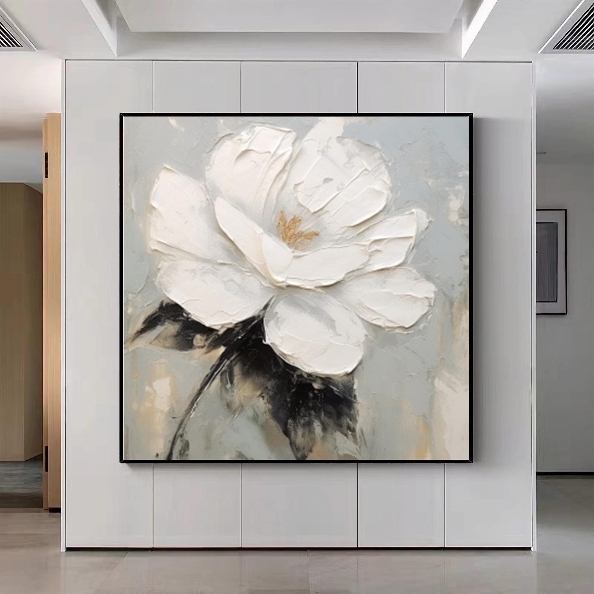 White Flower Texture Wall Painting Flower Texture Art Floral Painting ...
