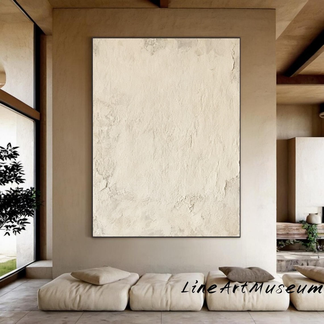 Large Beige Abstract Painting: Minimalist Textured Wall Art - Etsy