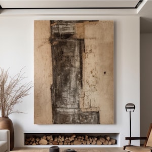 Beige and Brown Abstract Minimalist Painting Brown Texture Painting Beige Brown Minimalist Wall Art for Livingroom Modern WAbi SAbi decor