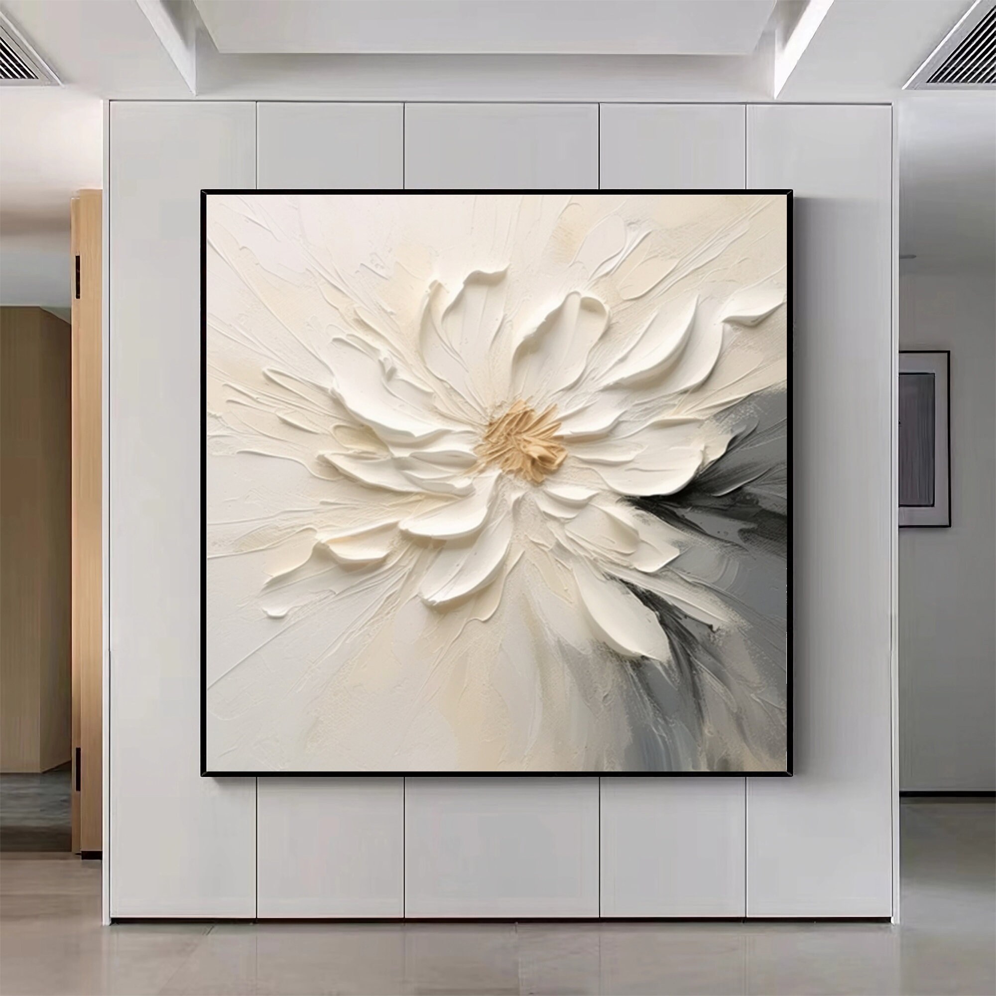 Large White Flower Texture Art White Textured Wall Art Flower Wall ...