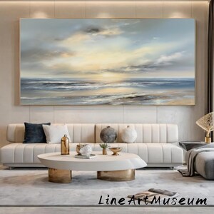 Textured Seascape Oil Painting On Canvas: 3D Ocean Waves, Large Abstract Wall Art