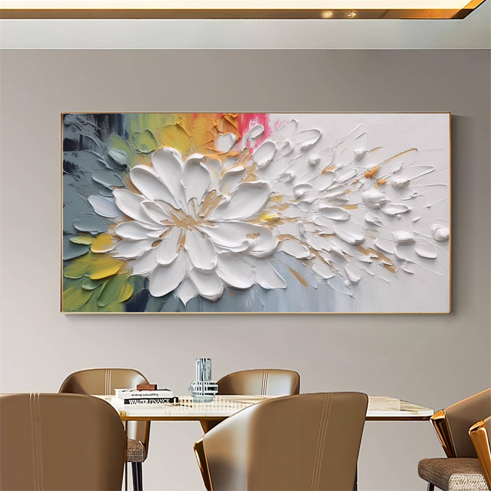 Large 3D Floral Oil Painting on Canvas: Textured Abstract Wall Decor - Etsy