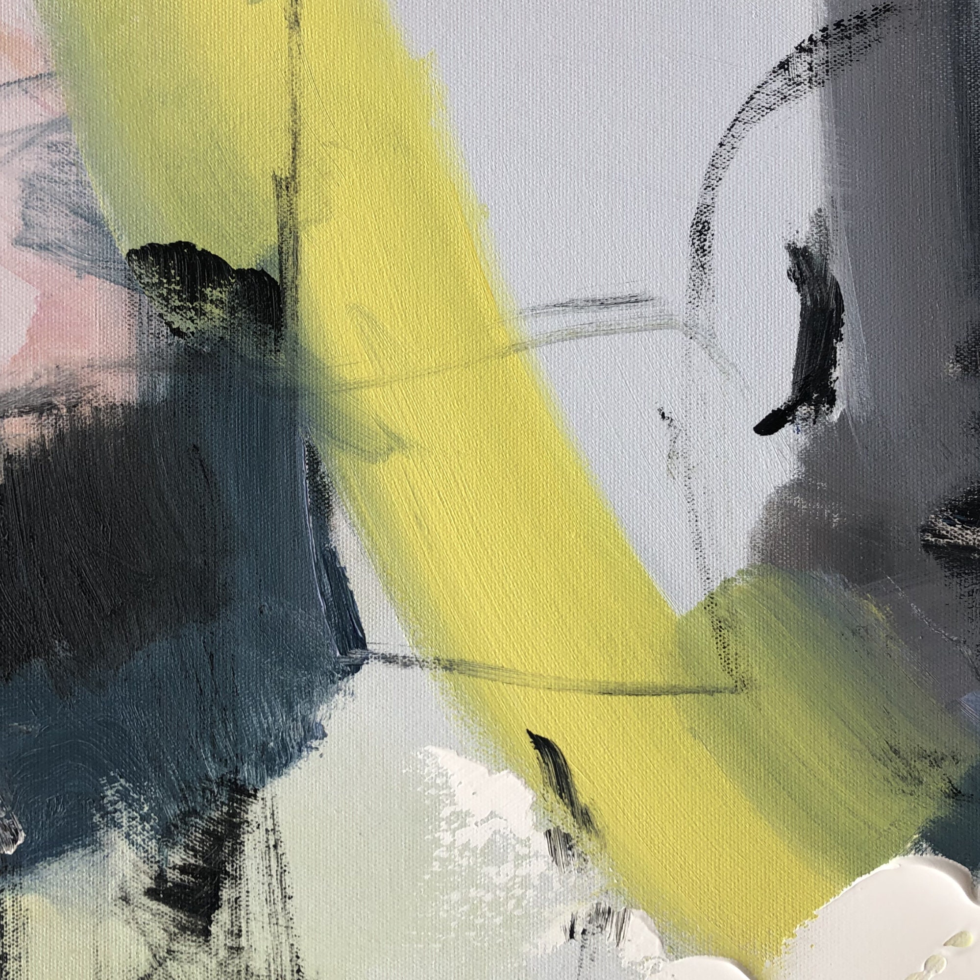 Yellow Gray Painting, Gray Wall Decor, Modern Wall Art, Wall Art Canvas