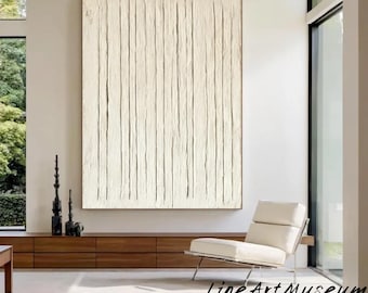 Beige Abstract Texture Painting: Minimalist Modern Wall Art