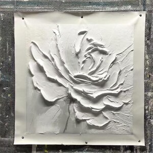 3D Flower Painting on Canvas: Creamy Textured Abstract Floral Art image 6