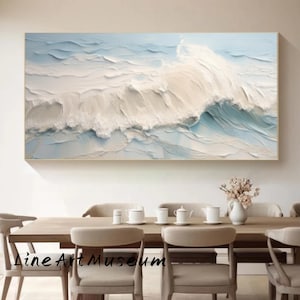 Abstract Seascape Oil Painting on Canvas, Original Art Decor, Living room Wall Decor, Custom Modern Blue Wall Art, Impasto Ocean Painting